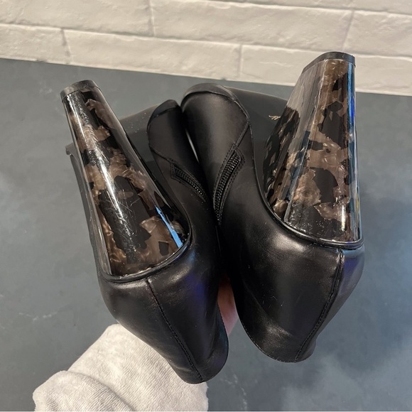 42 Gold sz 10 Koral black leather pointy toe heeled boots - Picture 6 of 16